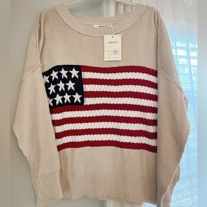 American Flag Lightweight Sweater - Beige, Brand New